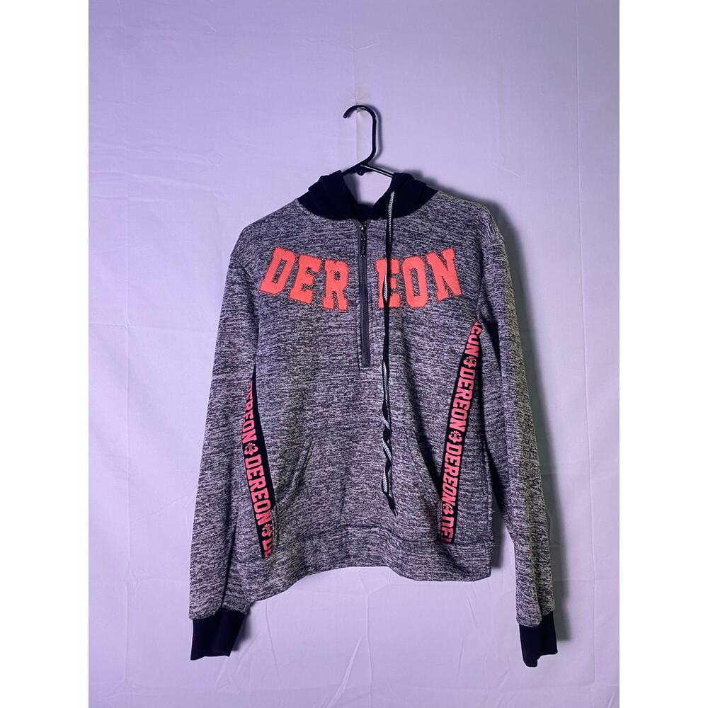Dereon Hoodie Jacket Gray Half Zip Pocket Drawstring Long Sleeve Size 1X